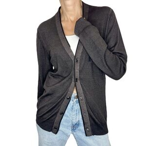 Hugo Boss Orange Label black brown lightweight grandpa cardigan sweater L